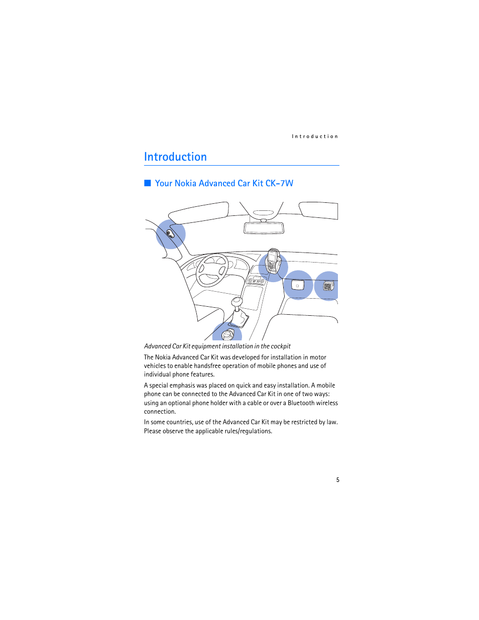 Introduction, Your nokia advanced car kit ck-7w | Nokia Advanced Car Kit CK-7W User Manual | Page 5 / 23