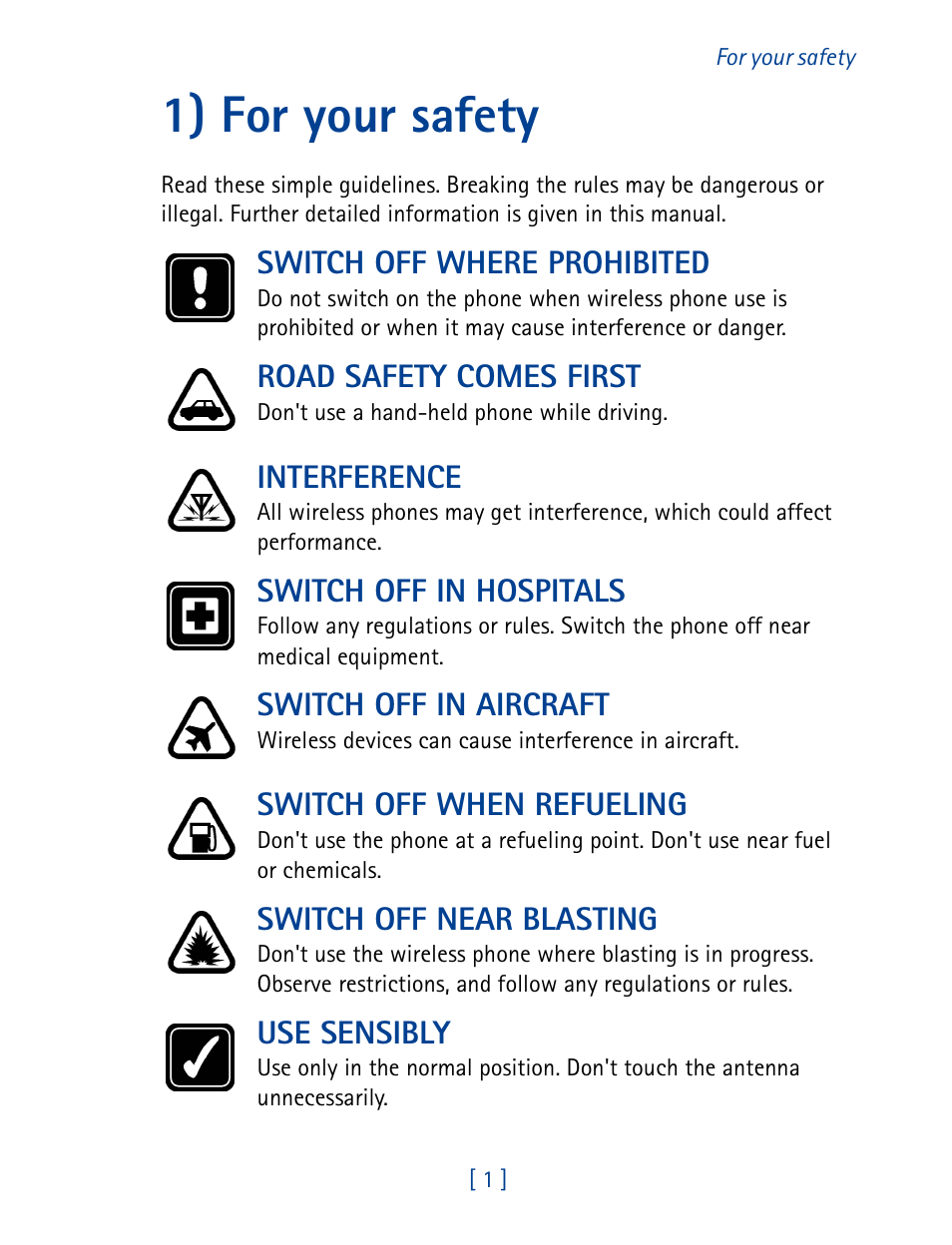 1) for your safety | Nokia 8270 User Manual | Page 12 / 153