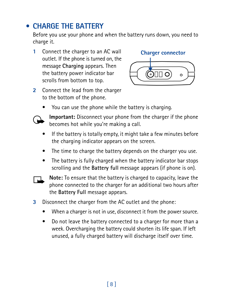 Charge the battery | Nokia 8270 User Manual | Page 19 / 153