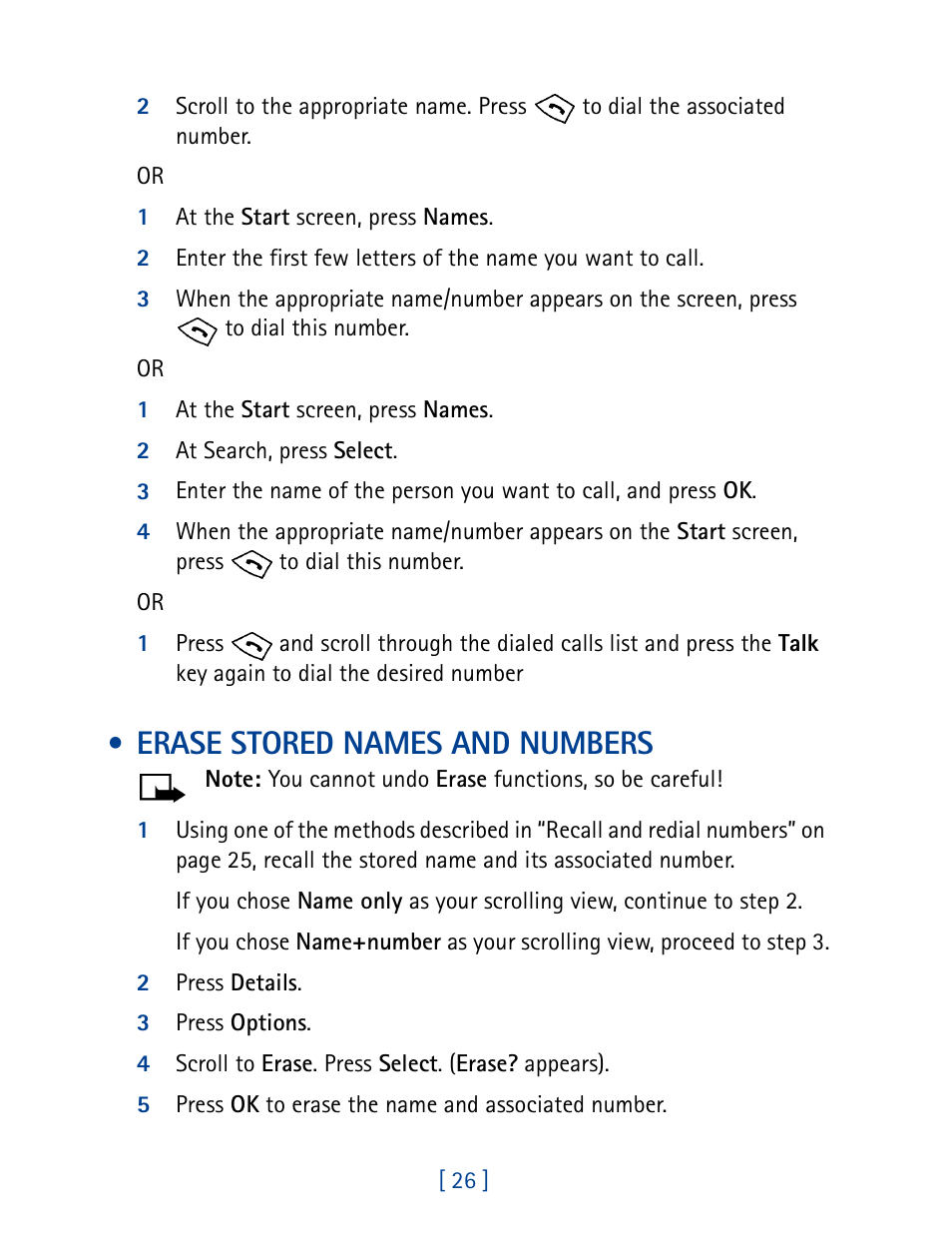 Erase stored names and numbers | Nokia 8270 User Manual | Page 37 / 153