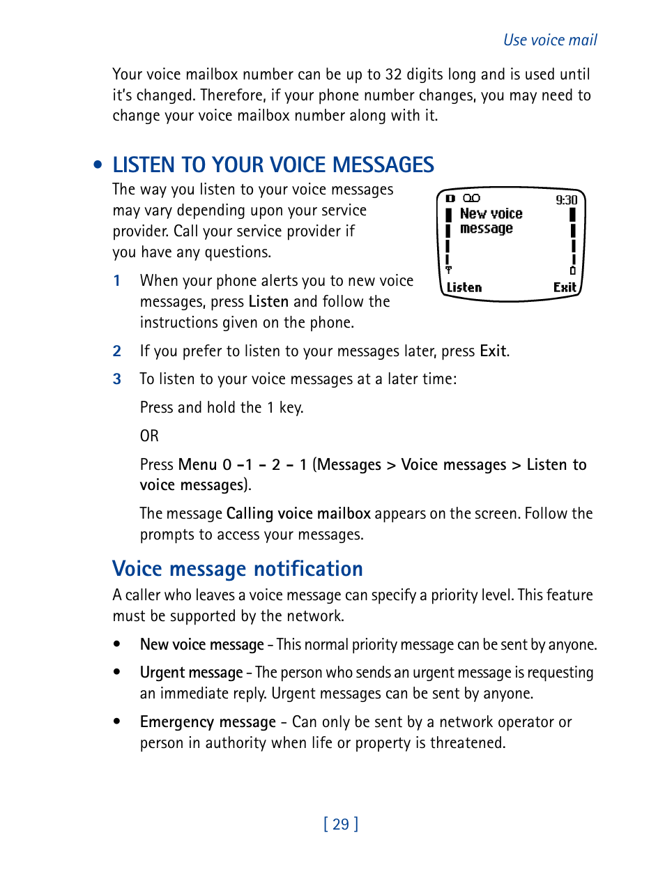 Listen to your voice messages, Voice message notification | Nokia 8270 User Manual | Page 40 / 153
