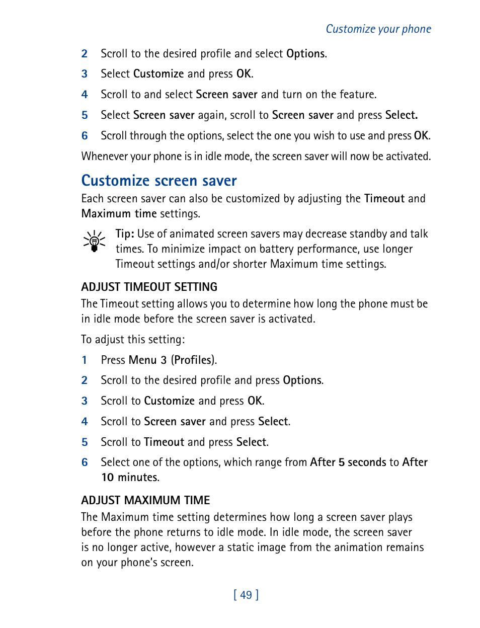 Customize screen saver | Nokia 8270 User Manual | Page 60 / 153