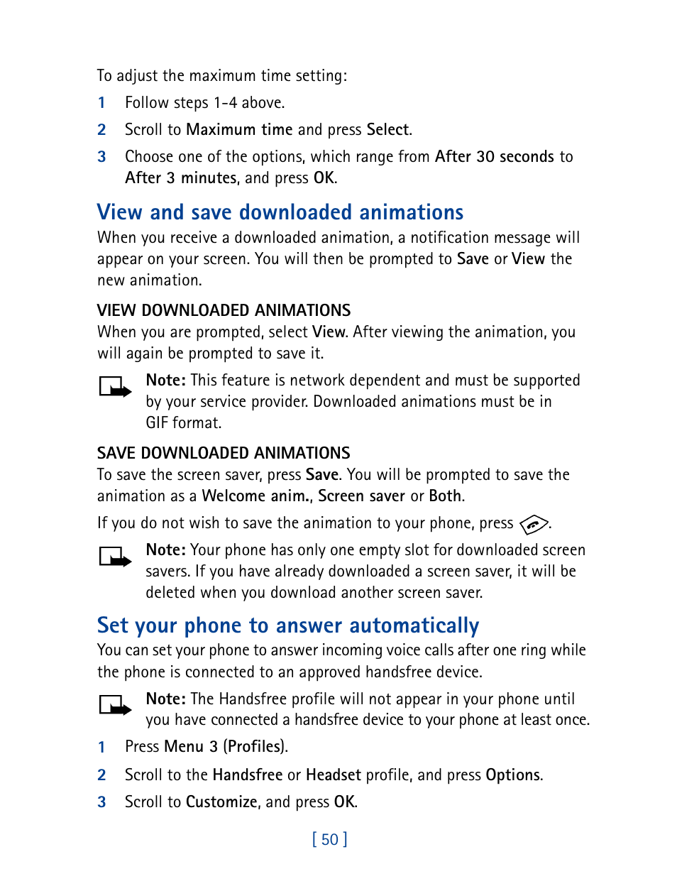 View and save downloaded animations, Set your phone to answer automatically | Nokia 8270 User Manual | Page 61 / 153