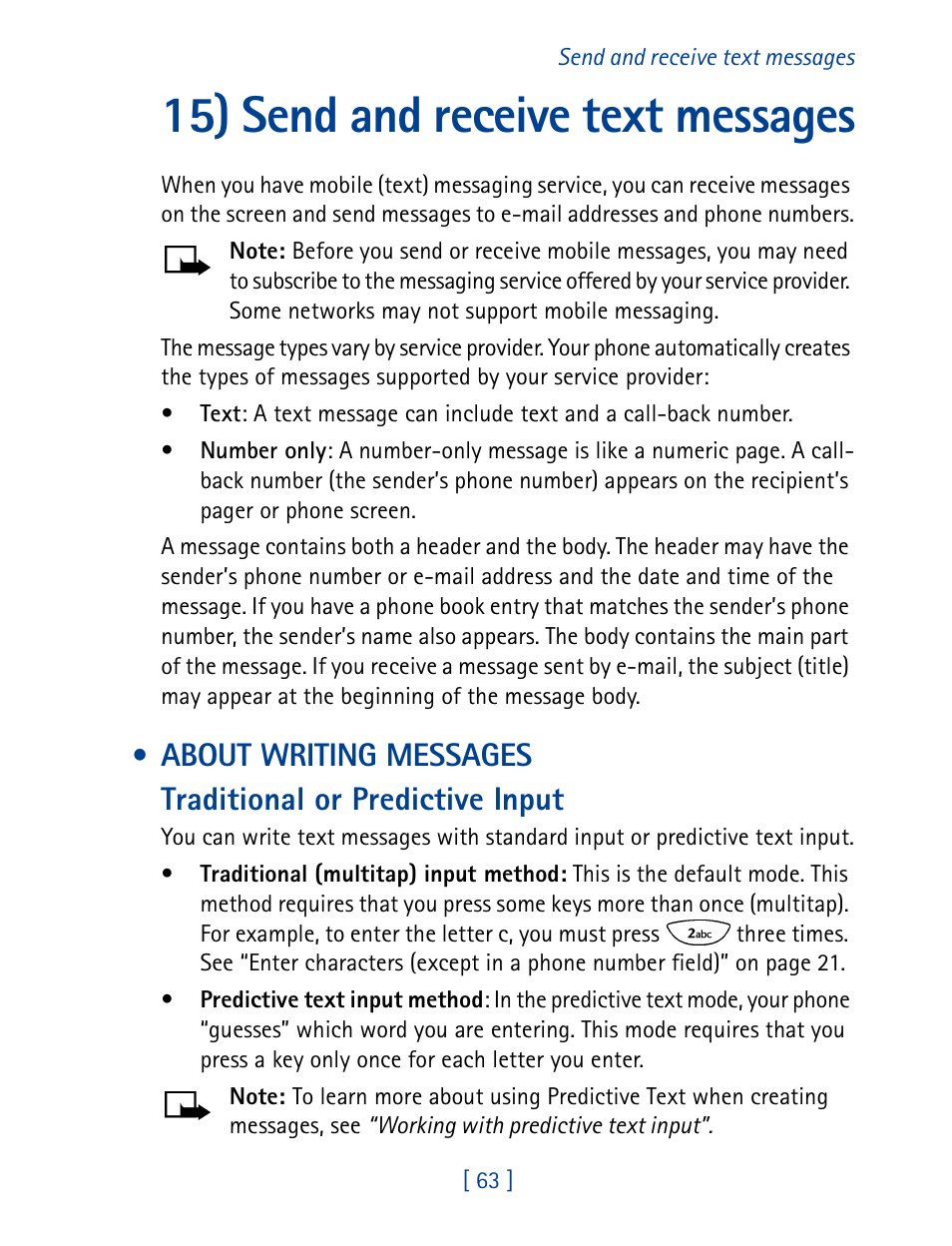 15) send and receive text messages, About writing messages | Nokia 8270 User Manual | Page 74 / 153