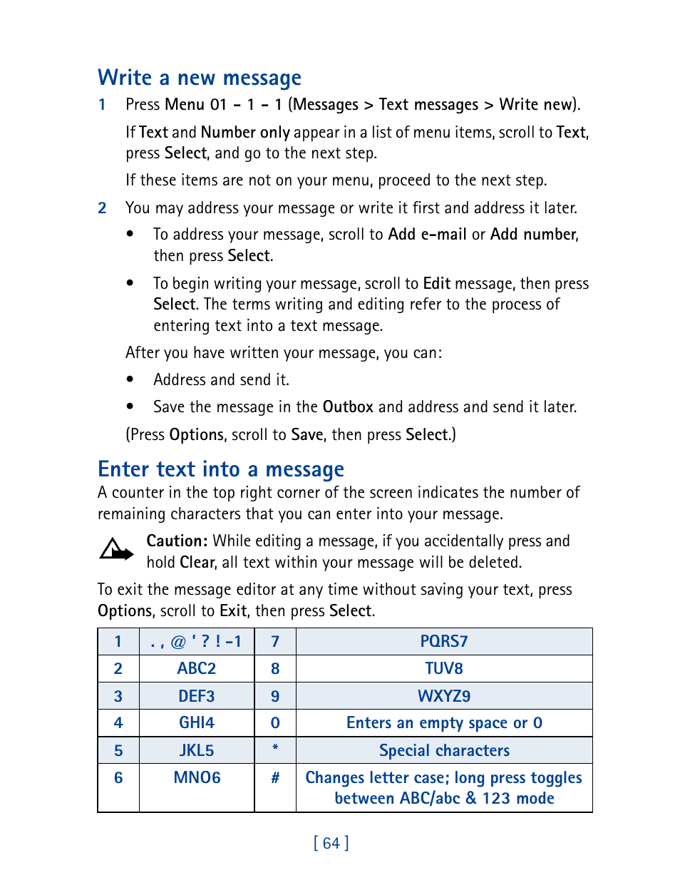 Write a new message, Enter text into a message | Nokia 8270 User Manual | Page 75 / 153