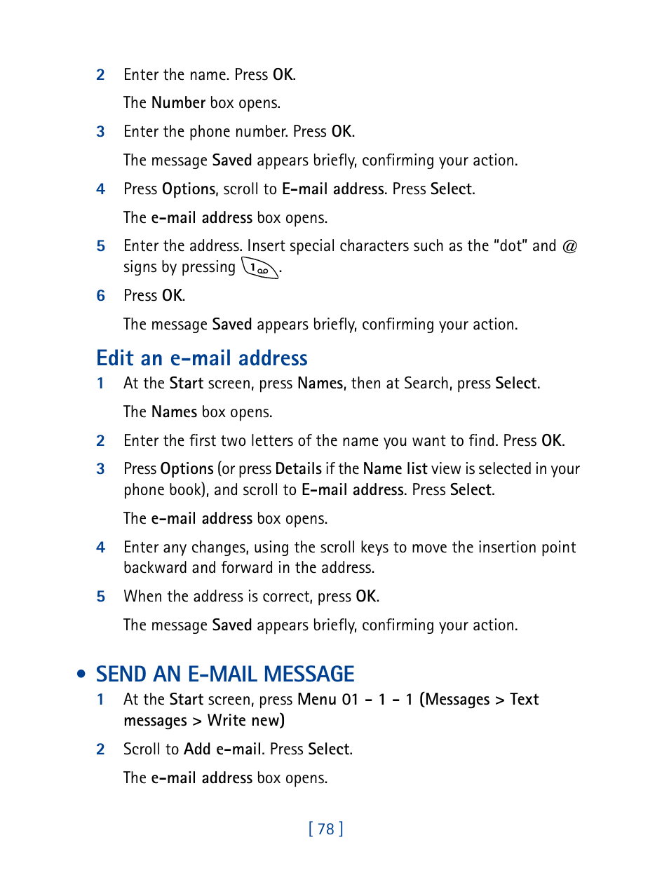 Send an e-mail message, Edit an e-mail address | Nokia 8270 User Manual | Page 89 / 153
