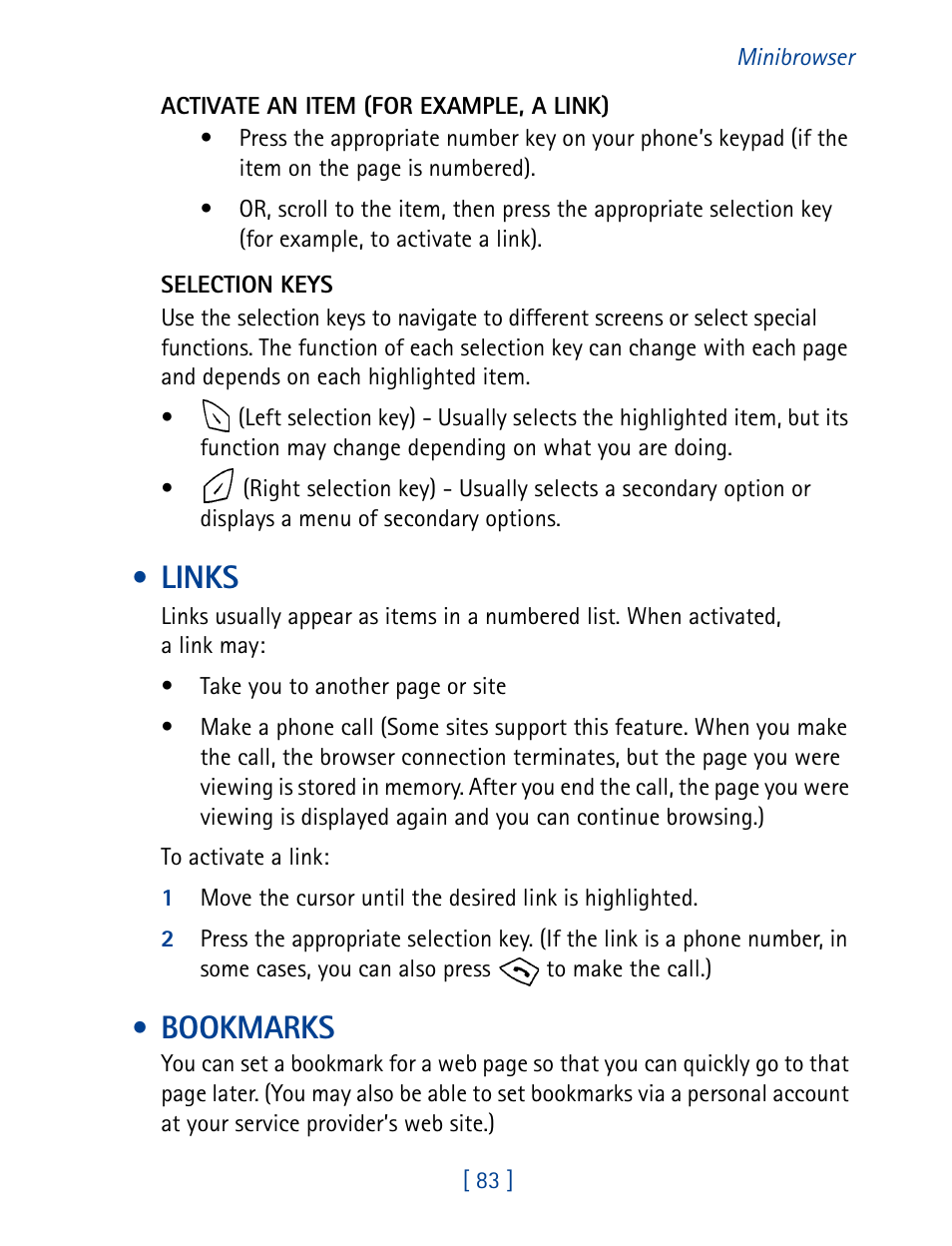 Links, Bookmarks | Nokia 8270 User Manual | Page 94 / 153