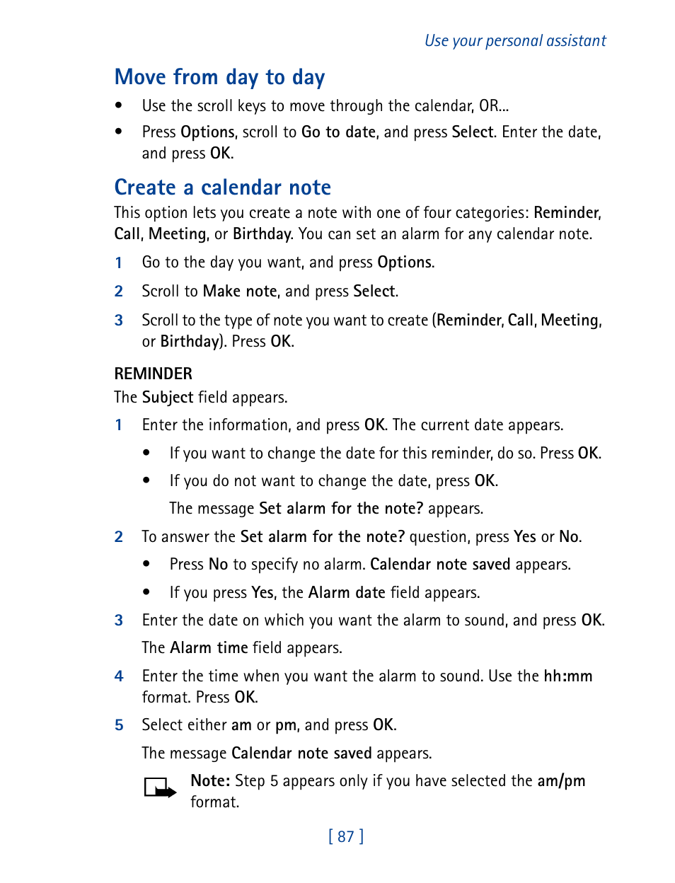Move from day to day | Nokia 8270 User Manual | Page 98 / 153