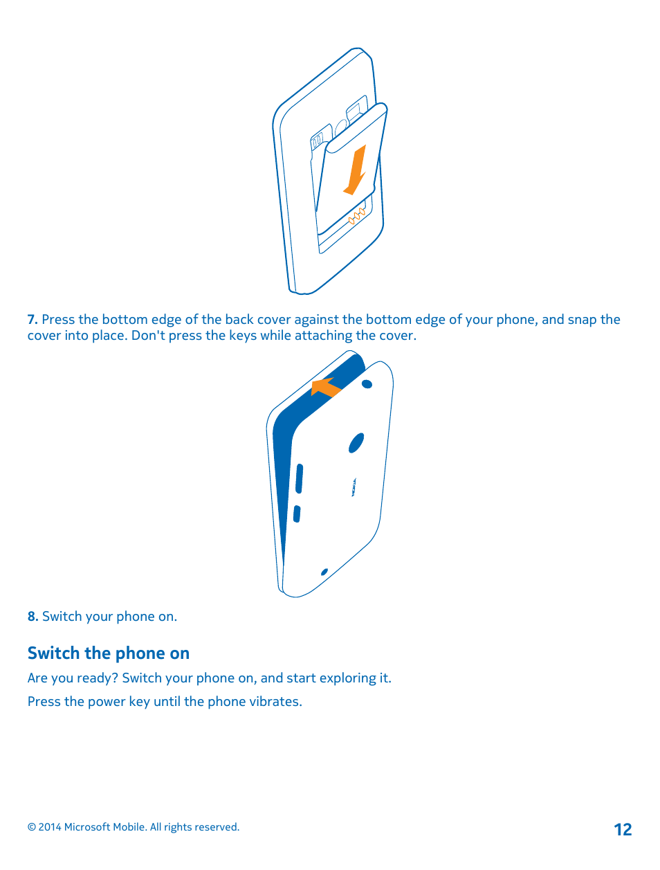 Switch the phone on | Nokia Lumia 530 User Manual | Page 12 / 105