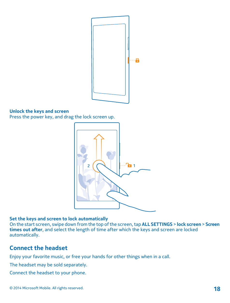 Connect the headset | Nokia Lumia 530 User Manual | Page 18 / 105