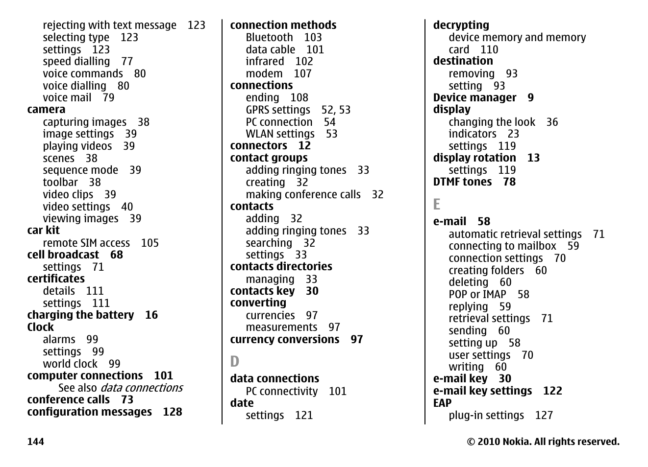 Nokia E66 User Manual | Page 144 / 150