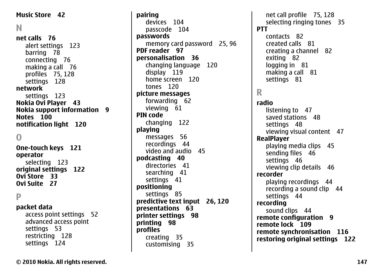 Nokia E66 User Manual | Page 147 / 150