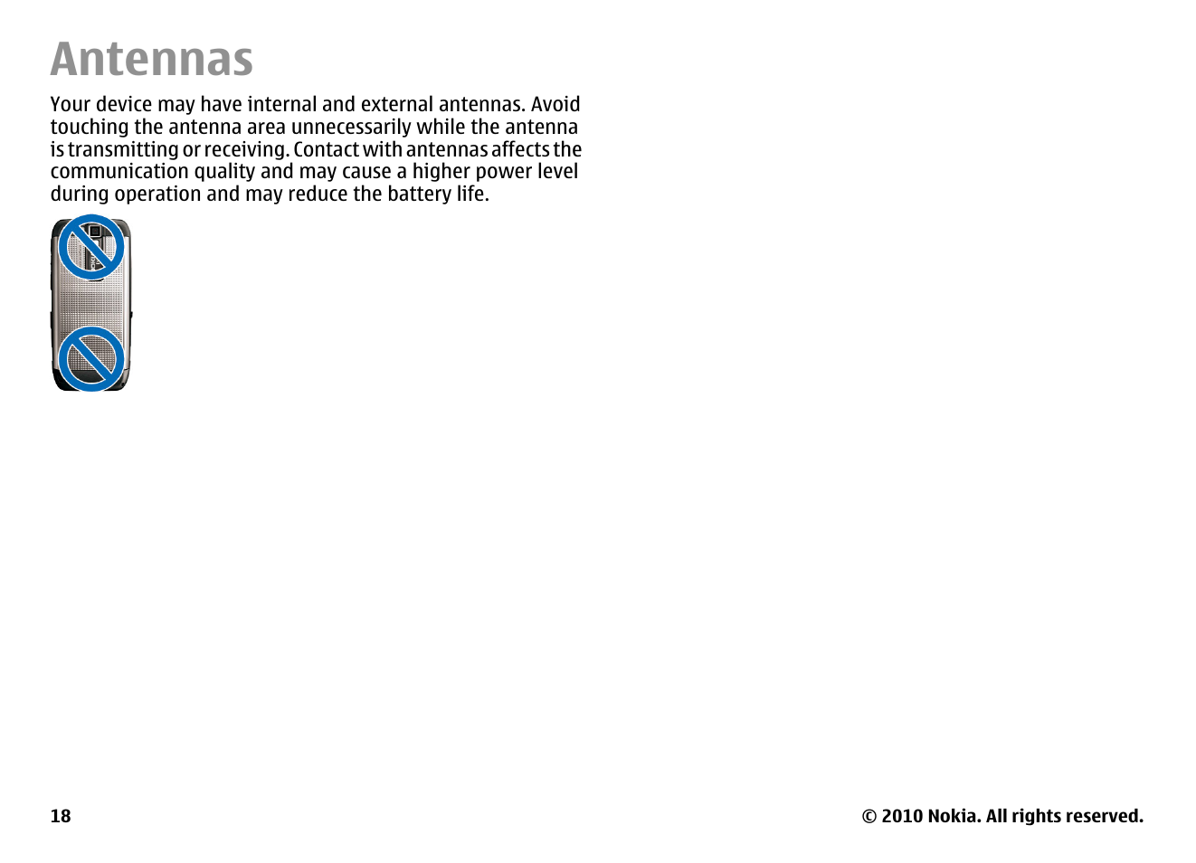 Antennas | Nokia E66 User Manual | Page 18 / 150