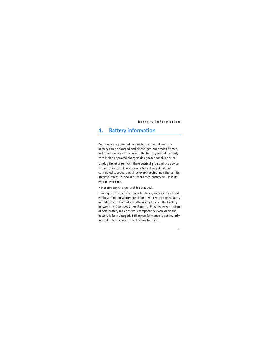Battery information | Nokia Bluetooth Headset BH-602 User Manual | Page 21 / 25