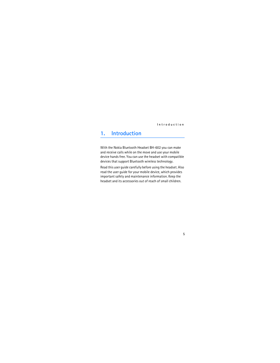 Introduction | Nokia Bluetooth Headset BH-602 User Manual | Page 5 / 25