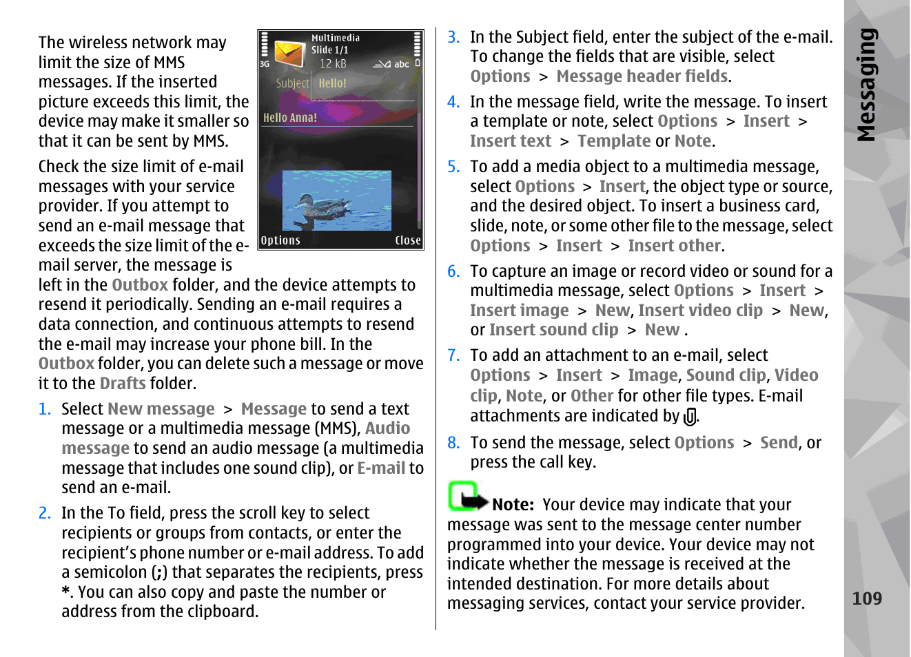 Messaging | Nokia N78 User Manual | Page 109 / 368