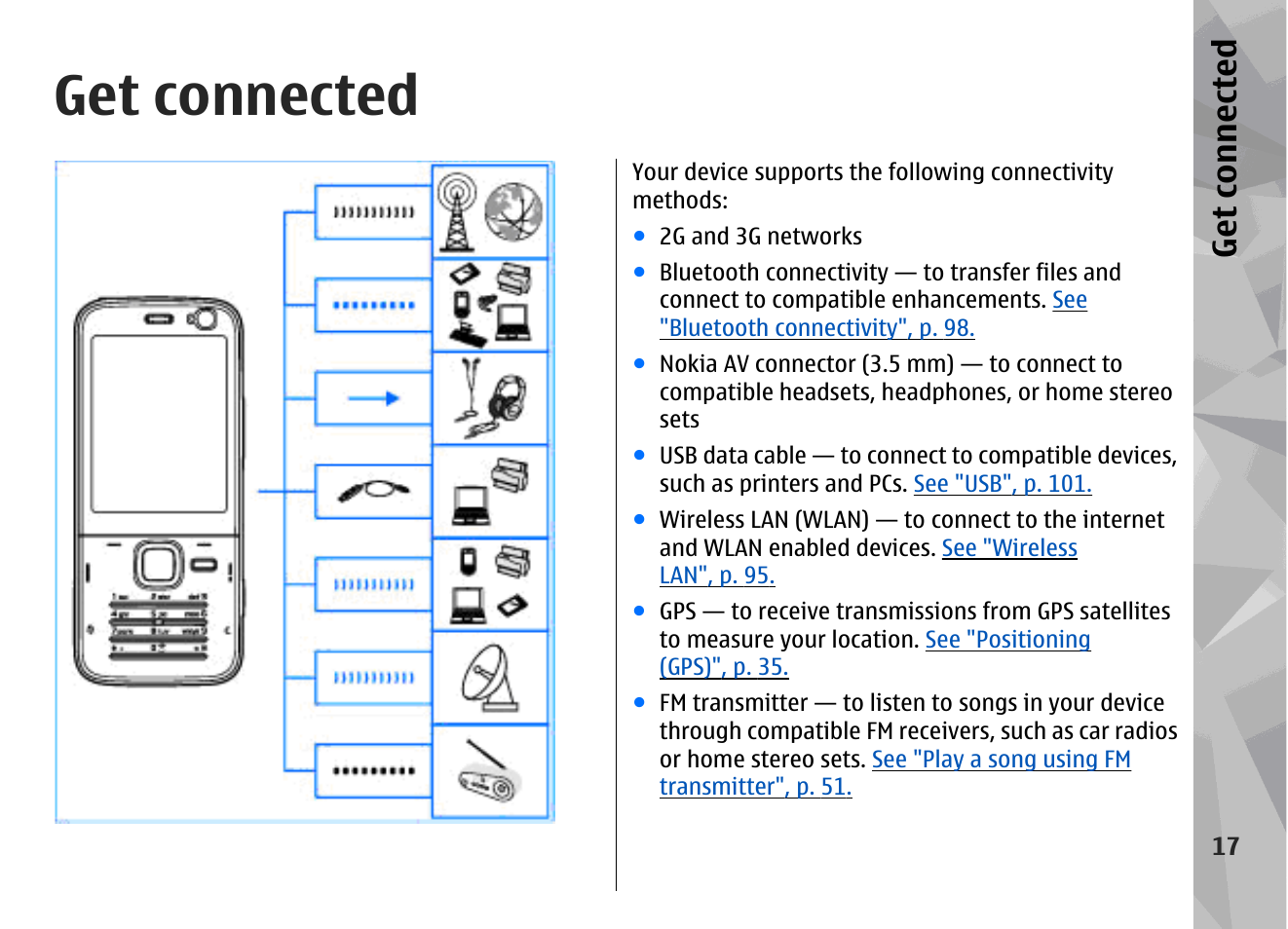 Get connected | Nokia N78 User Manual | Page 17 / 368