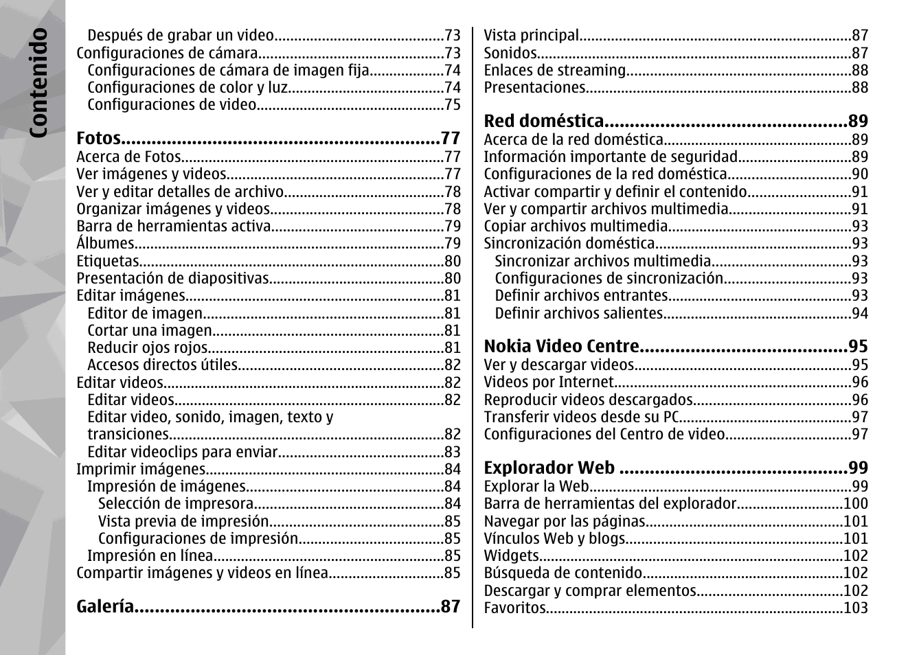 Co nte nido | Nokia N78 User Manual | Page 178 / 368