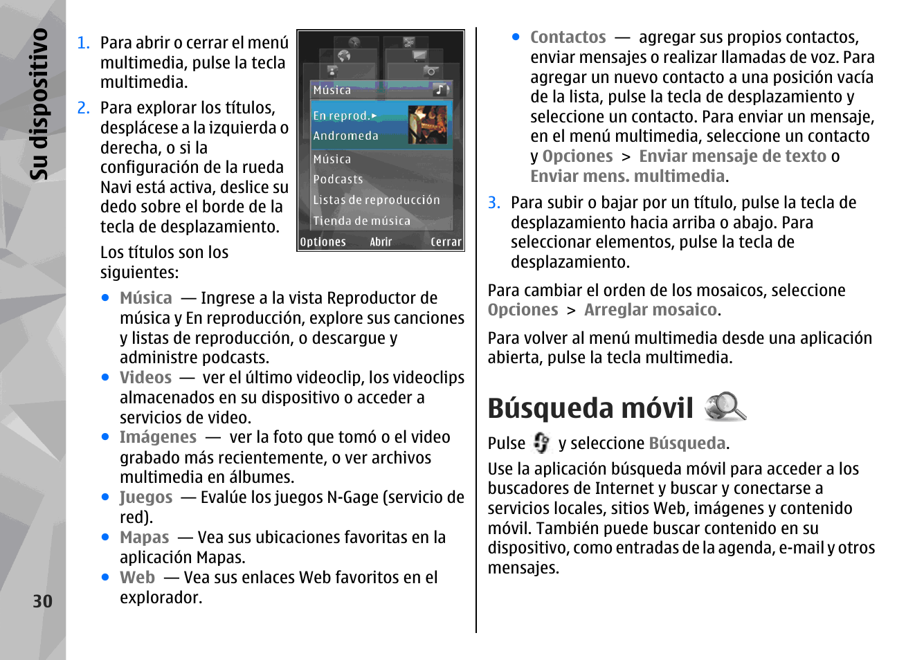 Búsqueda móvil, Su dis pos itivo | Nokia N78 User Manual | Page 202 / 368