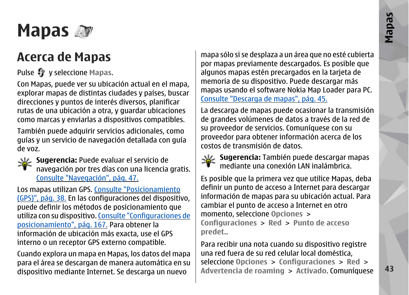 Mapas, Acerca de mapas | Nokia N78 User Manual | Page 215 / 368