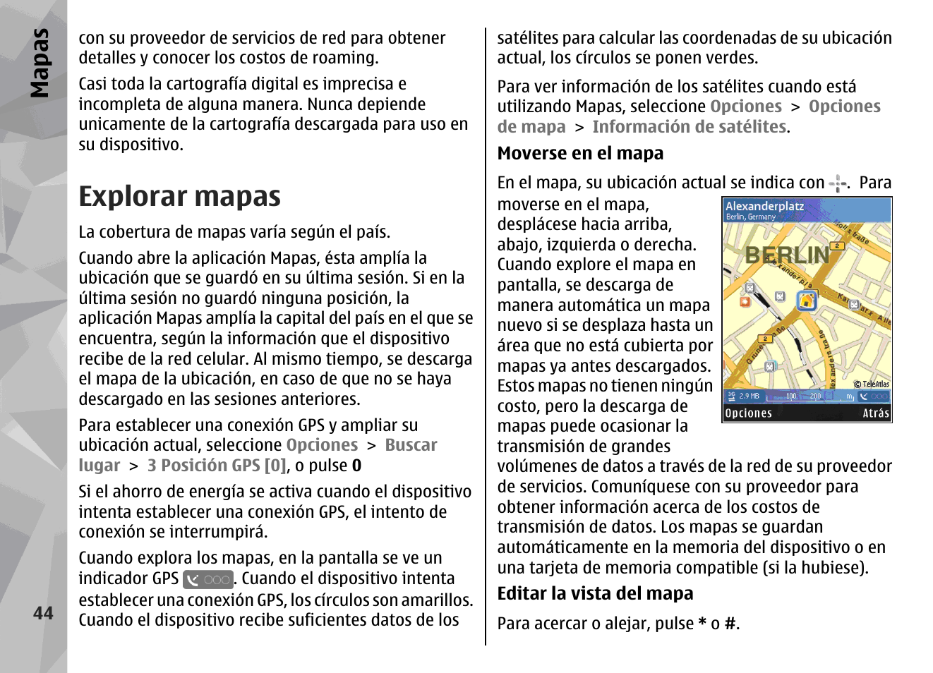 Explorar mapas, Mapas | Nokia N78 User Manual | Page 216 / 368