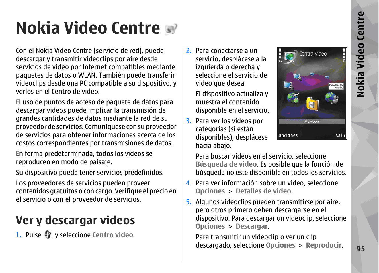 Nokia video centre, Ver y descargar videos | Nokia N78 User Manual | Page 267 / 368