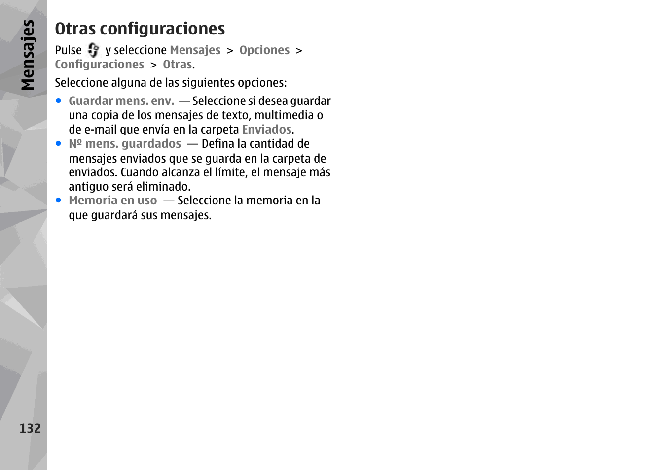 Otras configuraciones, Mensajes | Nokia N78 User Manual | Page 304 / 368