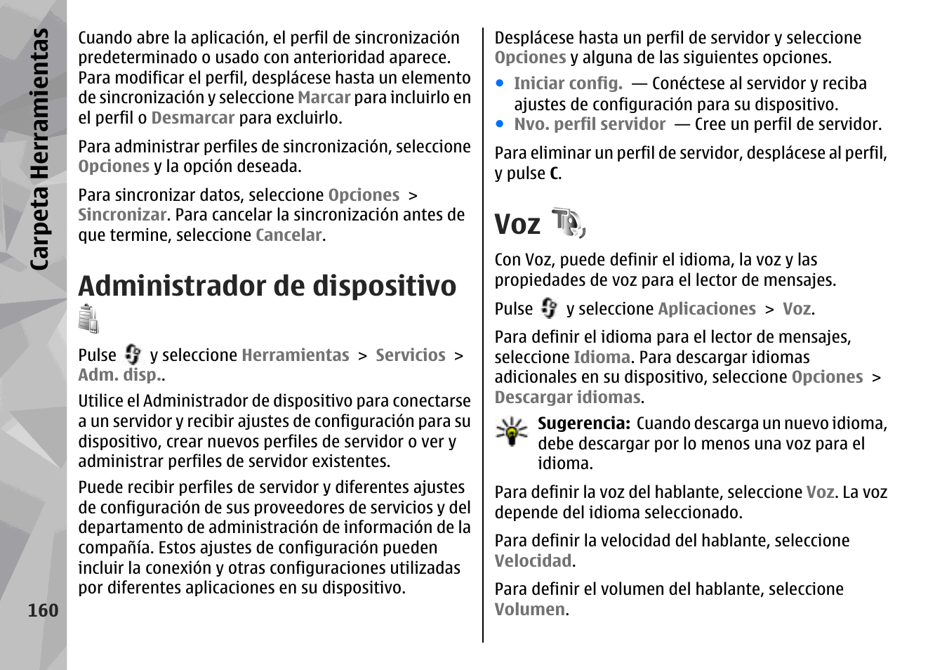 Administrador de dispositivo, Carpeta herramientas | Nokia N78 User Manual | Page 332 / 368