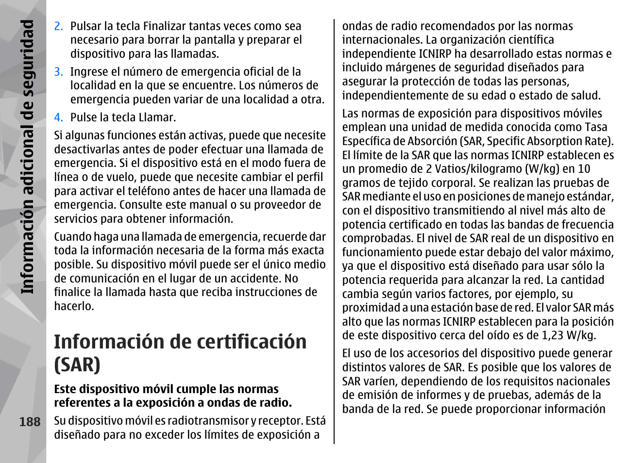 Información de certificación (sar), Info rm ación a dic ion al de se gu ridad | Nokia N78 User Manual | Page 360 / 368