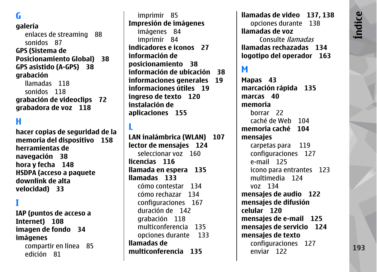 Índice | Nokia N78 User Manual | Page 365 / 368