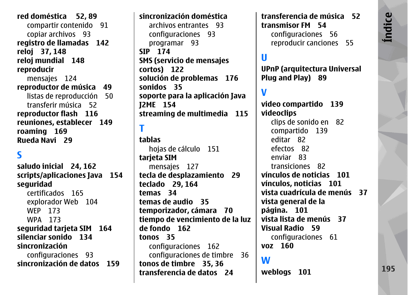 Índice | Nokia N78 User Manual | Page 367 / 368