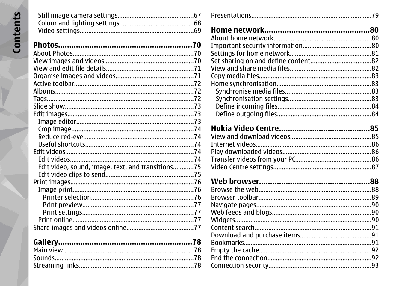 Co nte nts | Nokia N78 User Manual | Page 6 / 368