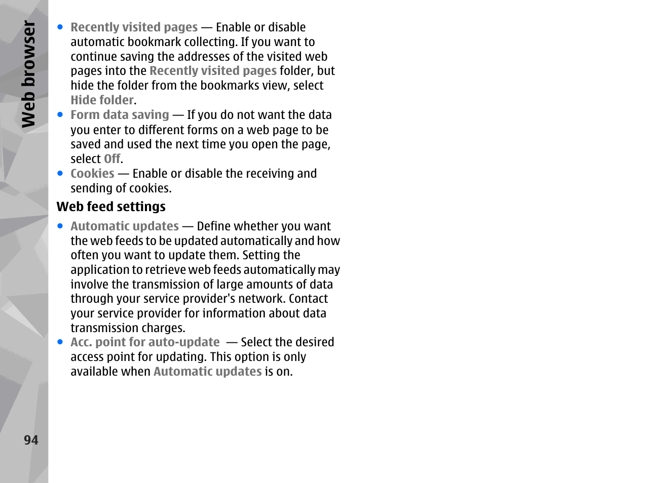 Web browser | Nokia N78 User Manual | Page 94 / 368
