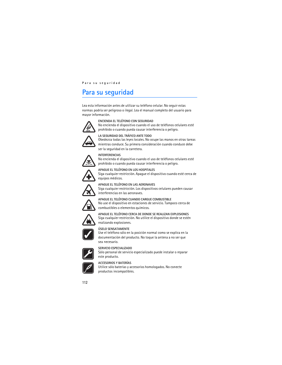 Para su seguridad | Nokia 6235i User Manual | Page 113 / 233