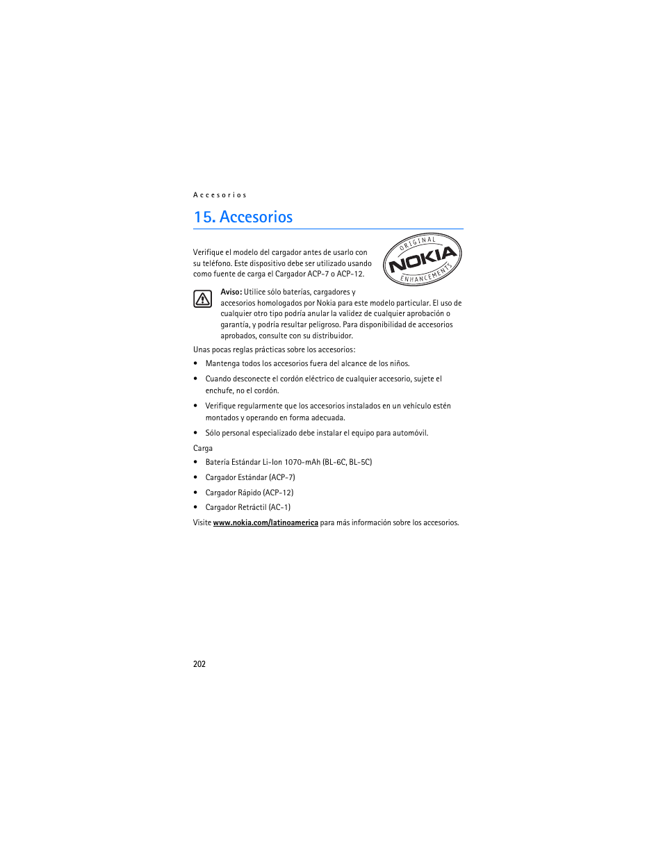 Accesorios, R "accesorios," pág. 202, R "accesorios | Nokia 6235i User Manual | Page 203 / 233
