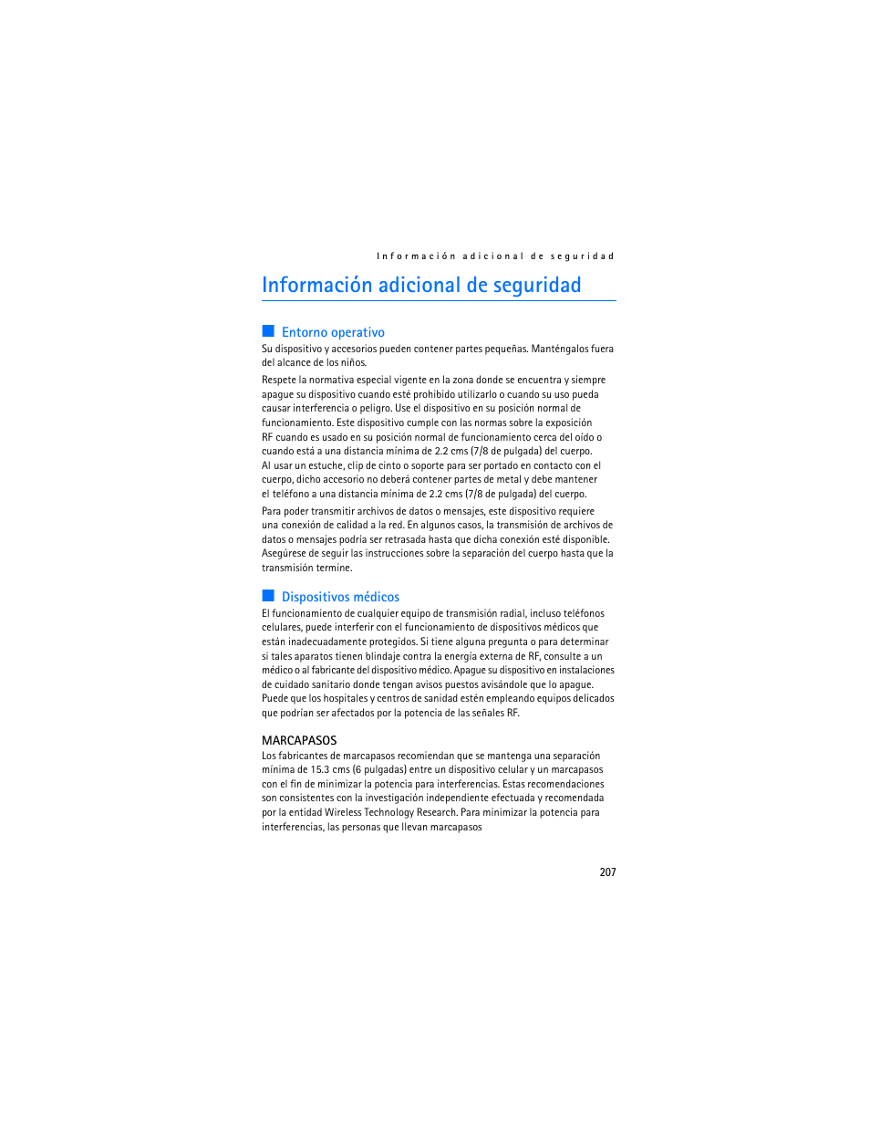 Información adicional de seguridad | Nokia 6235i User Manual | Page 208 / 233