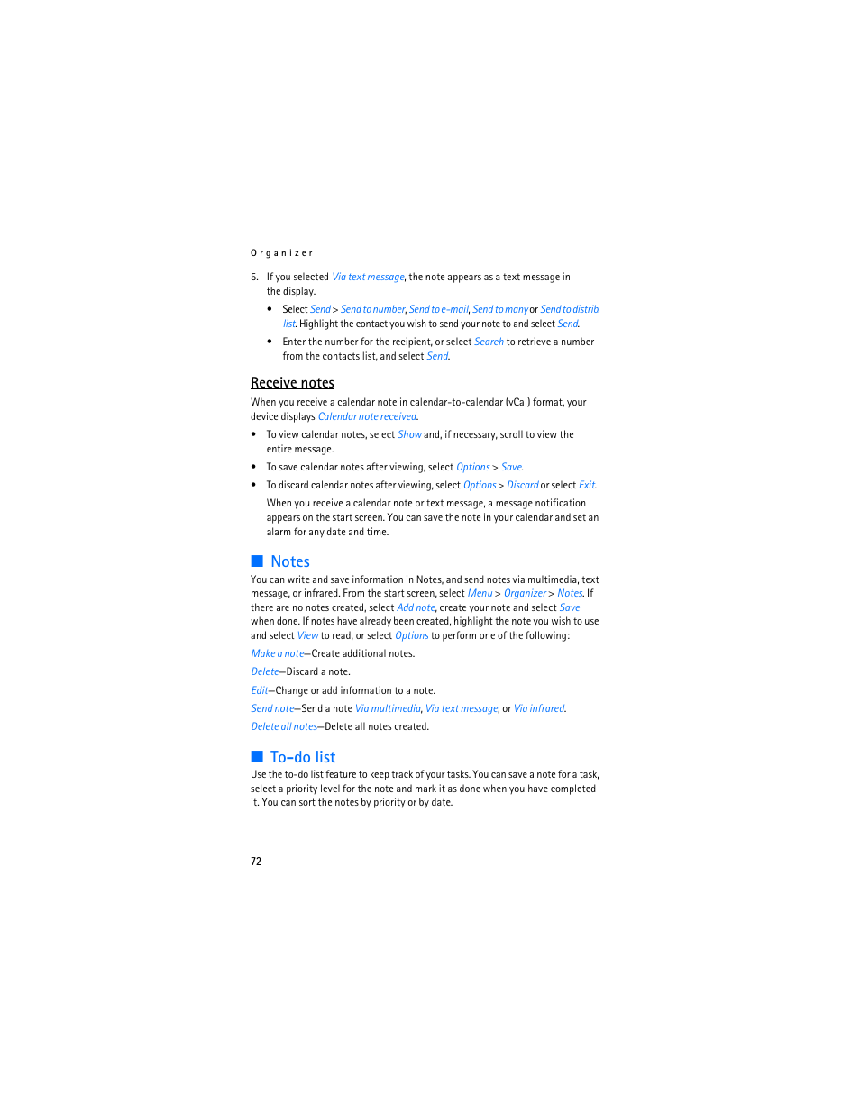 To-do list | Nokia 6235i User Manual | Page 73 / 233