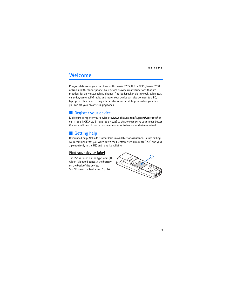 Welcome | Nokia 6235i User Manual | Page 8 / 233