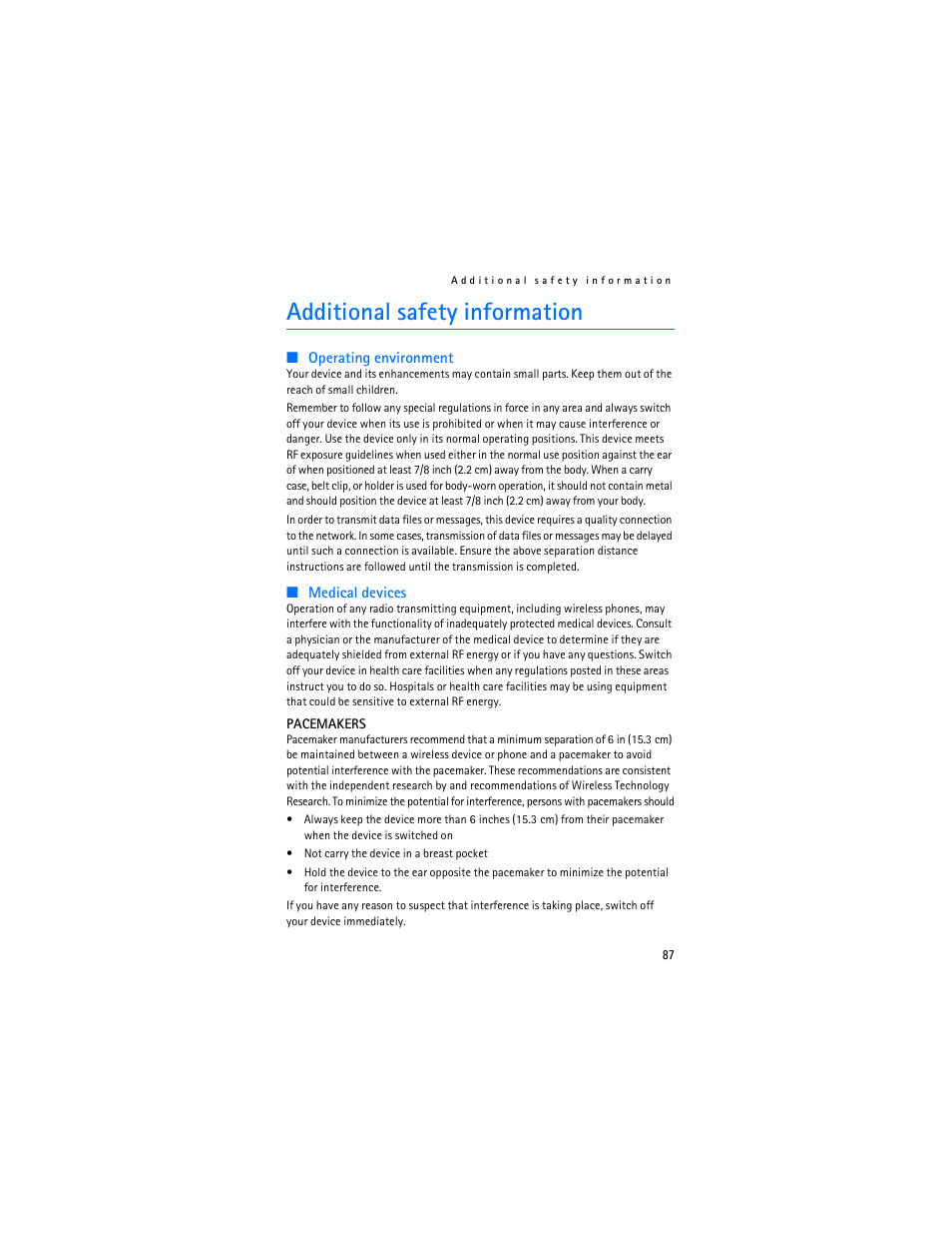 Additional safety information | Nokia 6235i User Manual | Page 88 / 233
