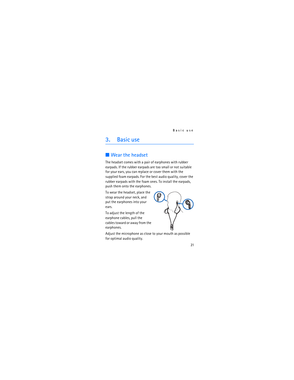 Basic use, Wear the headset | Nokia Bluetooth Stereo Headset BH-903 User Manual | Page 21 / 41