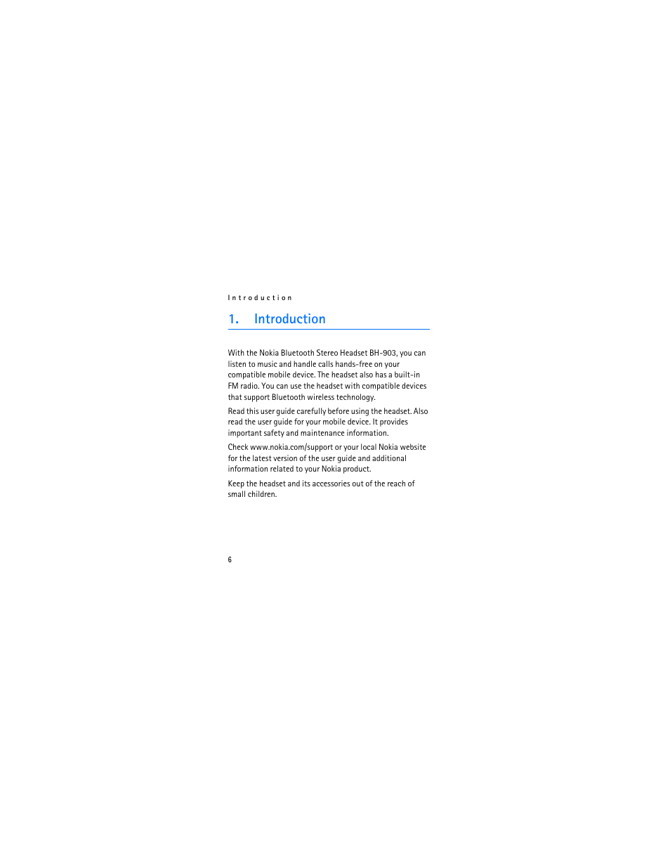 Introduction | Nokia Bluetooth Stereo Headset BH-903 User Manual | Page 6 / 41
