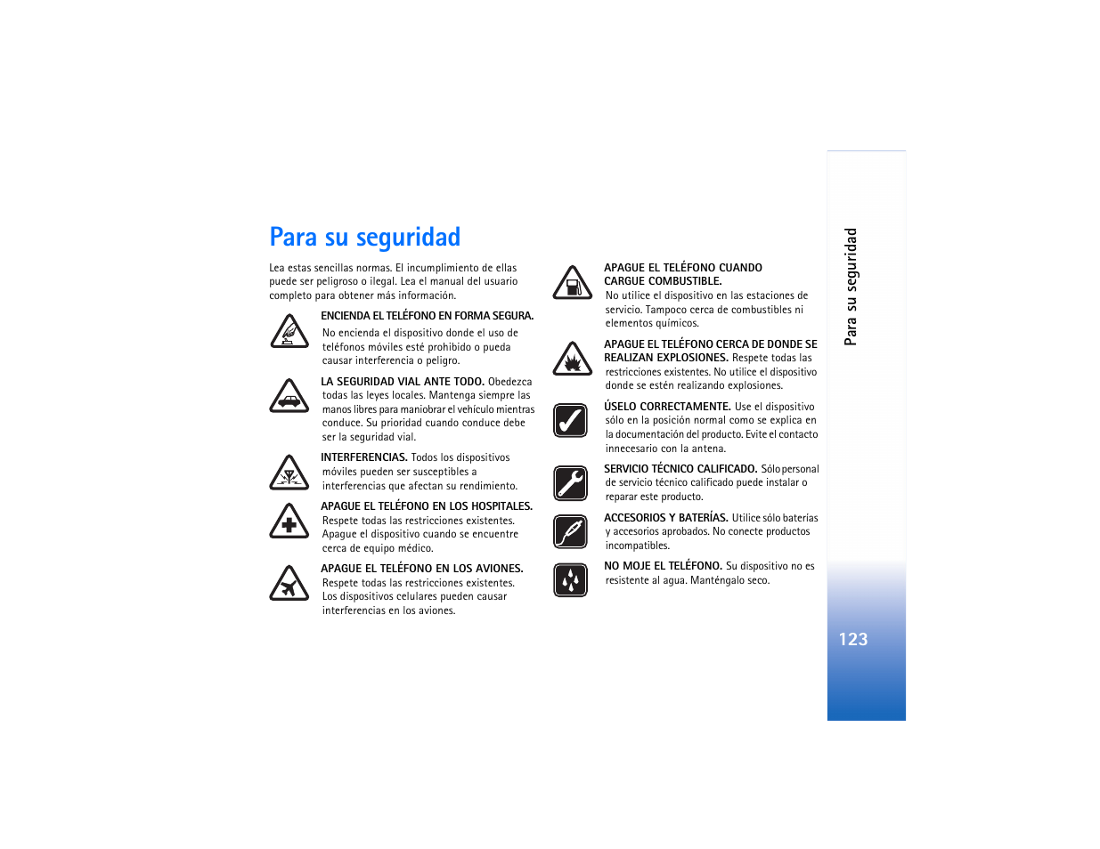 Para su seguridad | Nokia N73 User Manual | Page 124 / 241