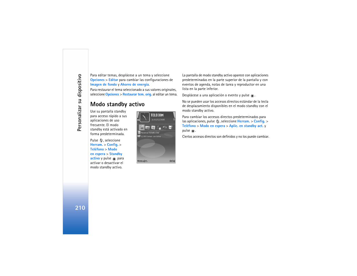Modo standy activo, Modo standby activo | Nokia N73 User Manual | Page 211 / 241