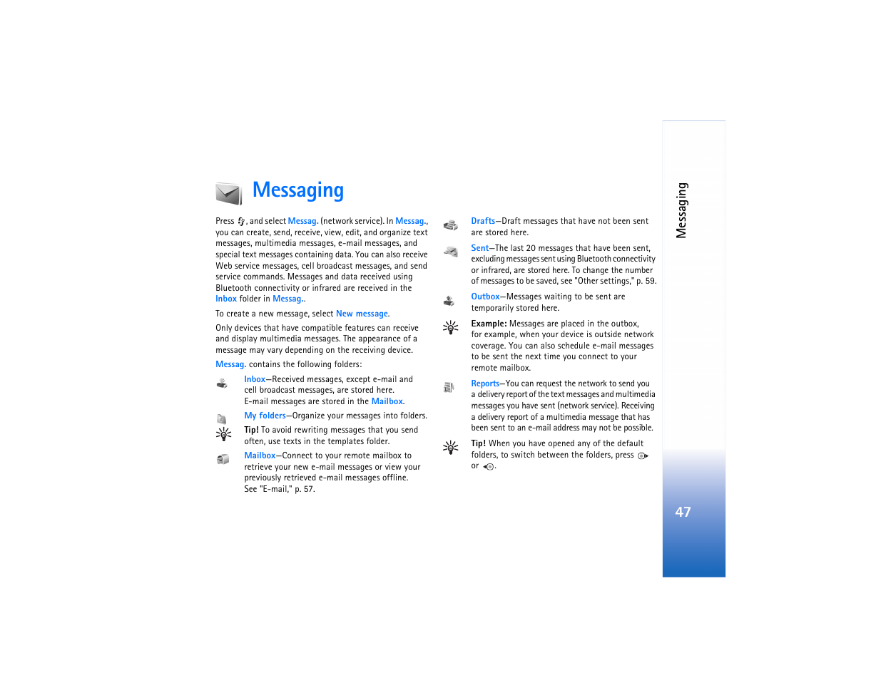 Messaging | Nokia N73 User Manual | Page 48 / 241