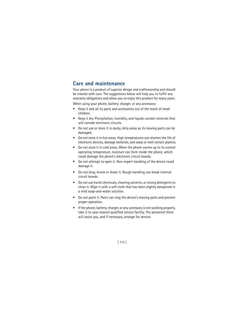 Care and maintenance | Nokia 8260 User Manual | Page 127 / 153