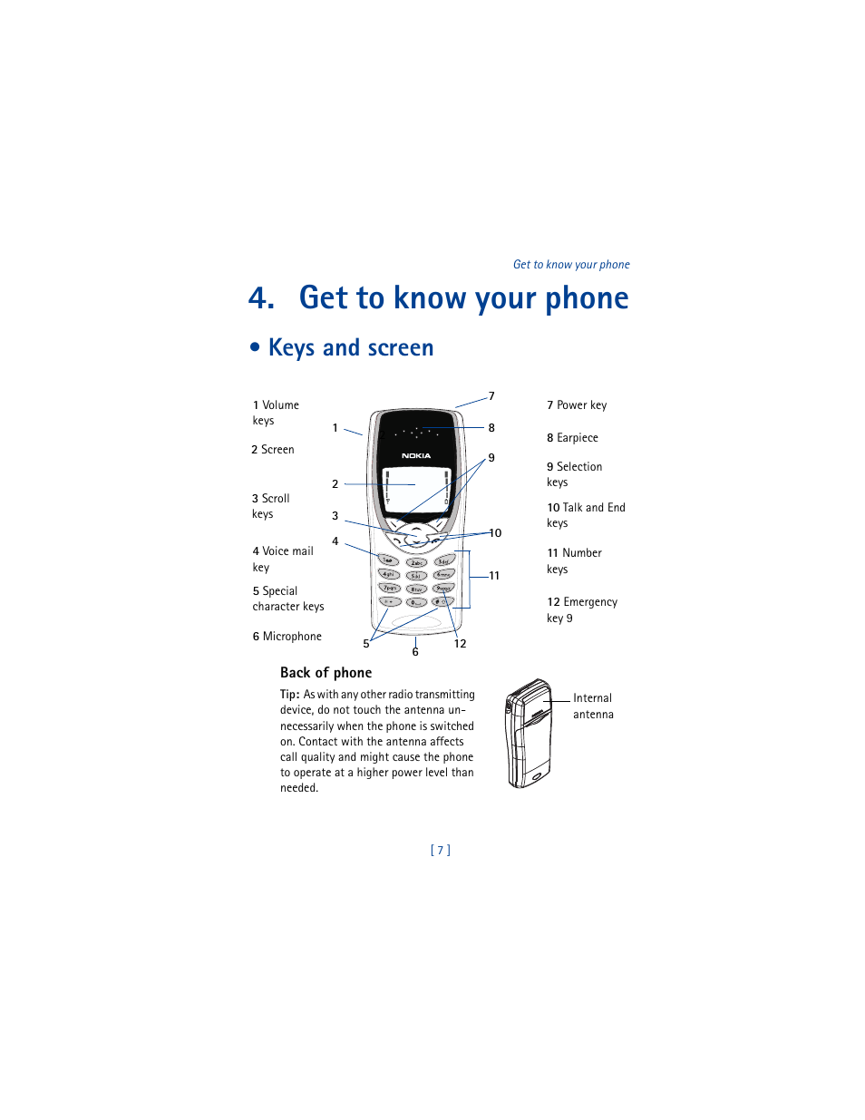 Get to know your phone, Keys and screen | Nokia 8260 User Manual | Page 20 / 153