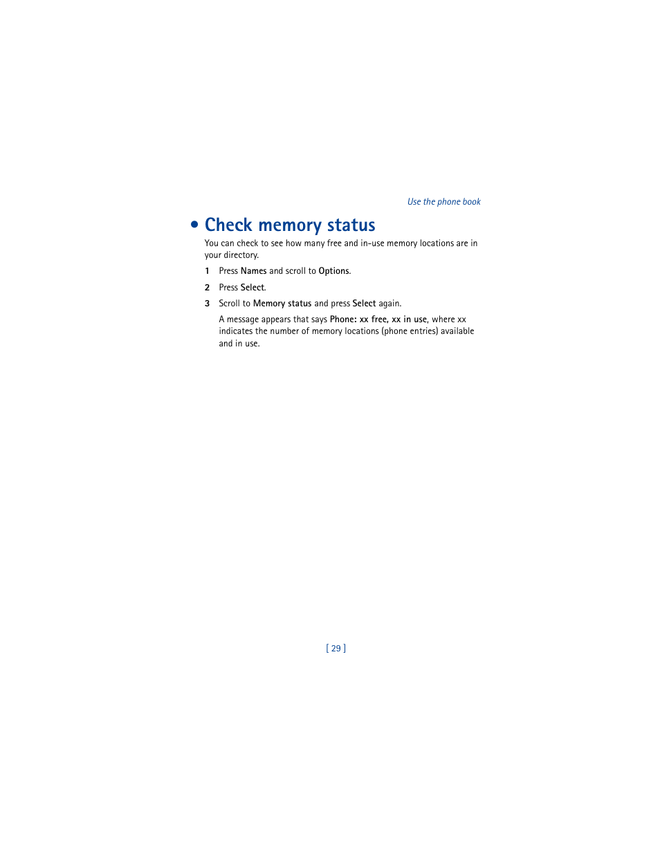 Check memory status | Nokia 8260 User Manual | Page 42 / 153