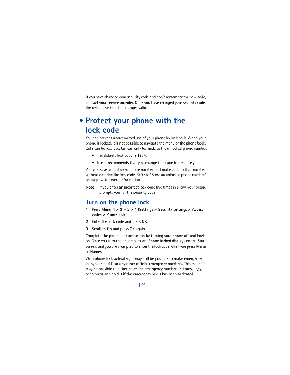 Protect your phone with the lock code, Turn on the phone lock | Nokia 8260 User Manual | Page 79 / 153