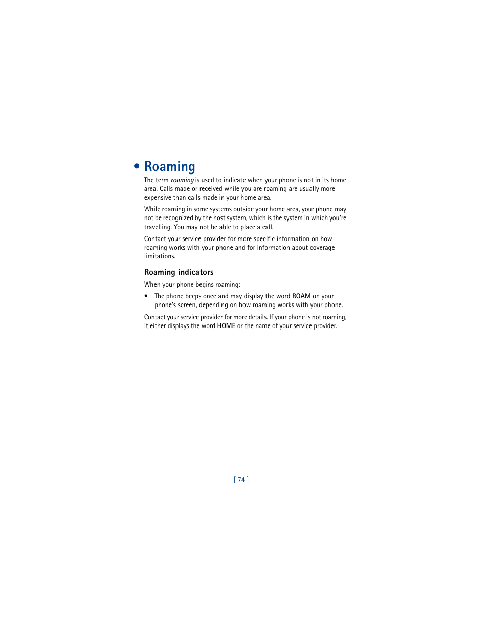 Roaming | Nokia 8260 User Manual | Page 87 / 153