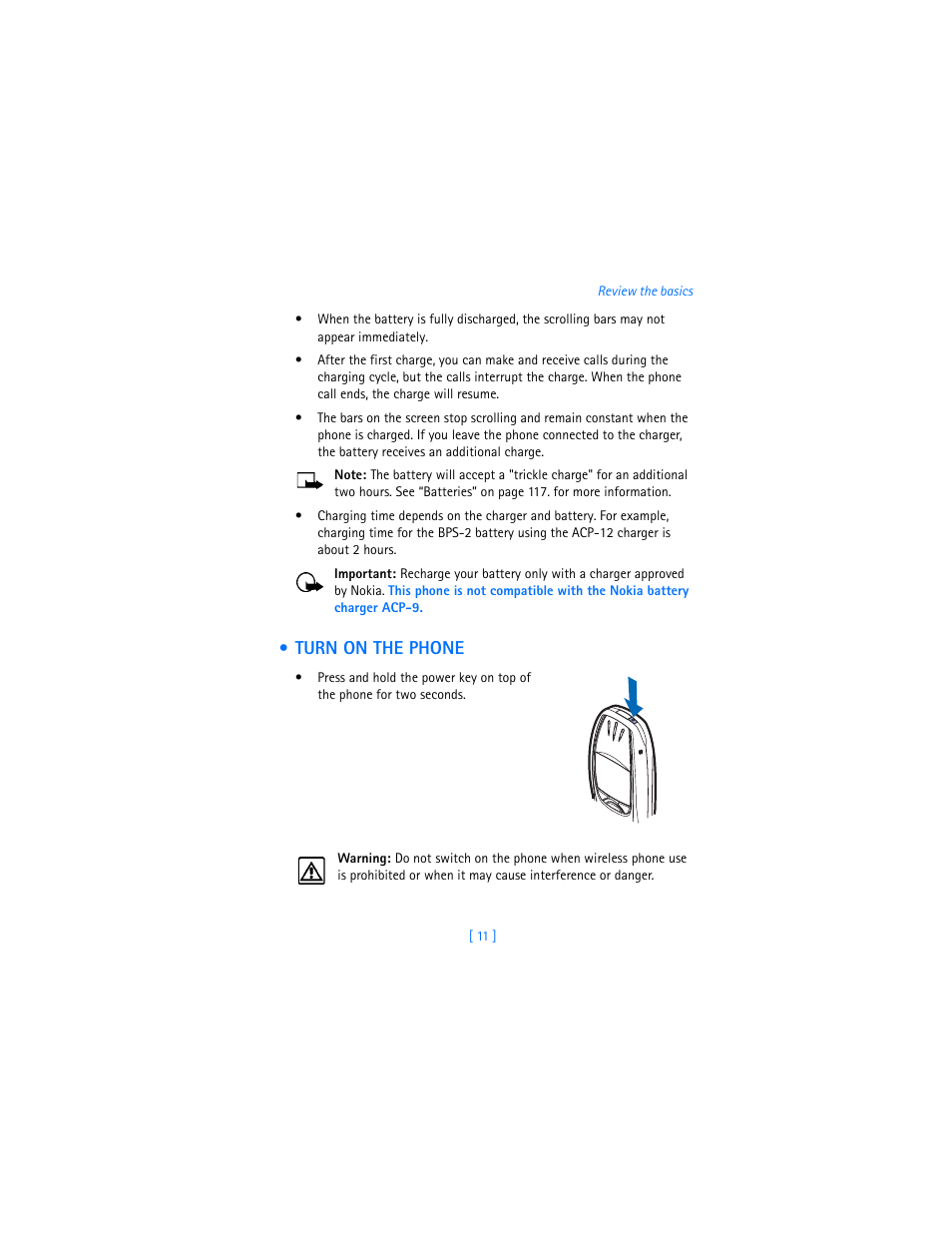 Turn on the phone | Nokia 6310i User Manual | Page 20 / 161